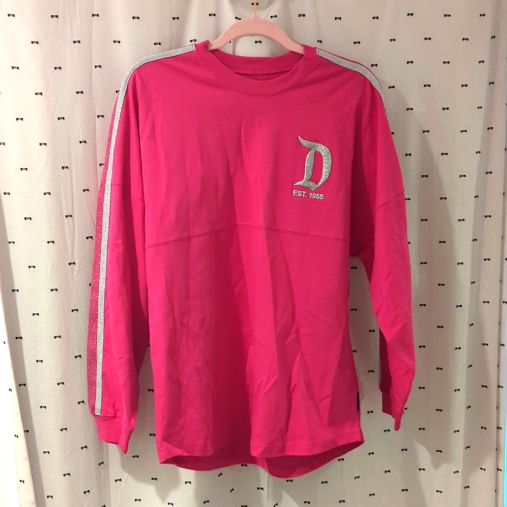 NWT Disney Parks Disneyland Spirit Jersey Pink Hot Pink Silver Glitter S…
